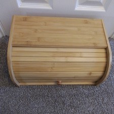 Vintage 80s 90s Roll Top Wooden Pine Bread Storage Bin in VGC 