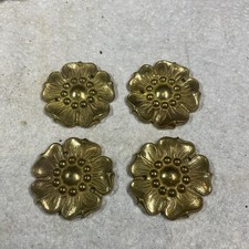 4 vintage brass tudor rose