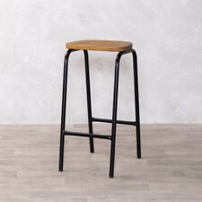 OAK LAB STOOL WITH BLACK METAL FRAME AVAILABLE IN COUNTER AND BAR HEIGHT
