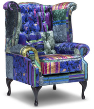 Chesterfield Queen Anne Chair Patchwork Velvet