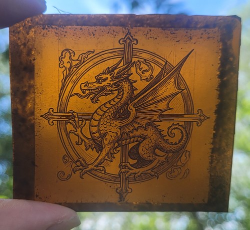 Stained glass dragon vintage - stained,