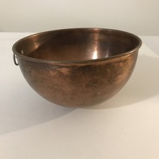 Copper Bowl 8 inch wide 4.5 inch deep modern, 10oz, Steel ring