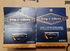 (8) King C Gillette Razor Blades Refill designed to shave Neck Cheek 2ct 4packs
