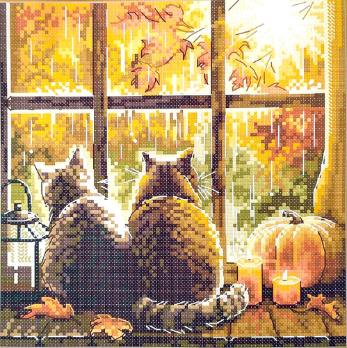 Autumn cats the windowsill - cats, on