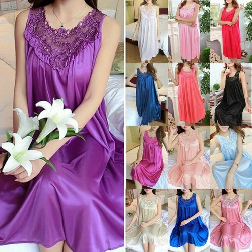 Women satin long nightdress - women,