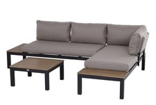 Outsunny 3 Pieces Garden Furniture Set, Aluminium 4 Seater Corner Sofa Set with