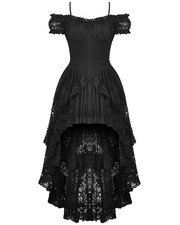 Dark In Love Womens Regency Gothic Lolita Layered Lace Dovetail Dress