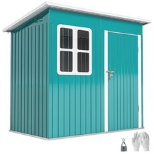Outsunny 7 x 4ft Galvanised Steel Garden Shed with Foundation Kit, Green