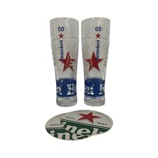Heineken 0.0 Pint Glass x2 with 4 Beer Mats