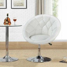 Swivel Retro Armchair Vintage Egg Seat White Vanity Dining Chair Dressing Stool