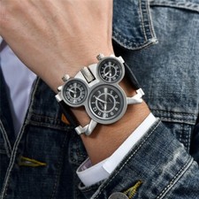 Oulm Men's Watches 3 Time Zone