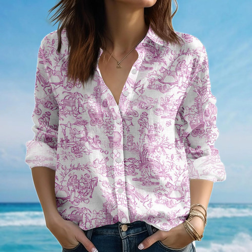 Pink toile jouy blouse - toile,