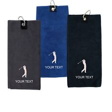 Personalised Golf Towel embroidered with golfer with your text/name