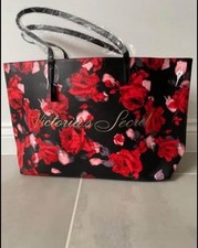 Victoria's Secret Large Black/Red Floral Travel Tote Bag BNWT (PJ’s Available) 