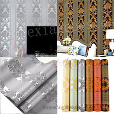 Embossed Silver Grey Damask Glitter Wallpaper Roll Non-Woven Textured.Wall Decor