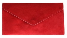 Suede Italian Genuine Leather Vera Pelle Flat Envelope Clutch Bag Wrist Handbag