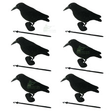 6x Flocked Crow Rook Raven Full Body Decoys. With Feet & Stake HIGH QUALITY