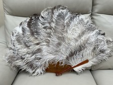Beautiful Antique Ostrich Feather Fan Hand Held Excellent Condition 18” Tall