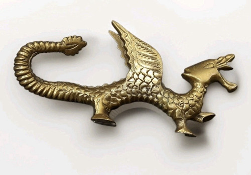 Brass winged dragon figurine - dragon,