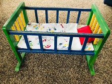 Vintage Wood Doll Crib Cradle