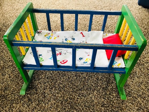 Vintage wood doll crib - vintage,