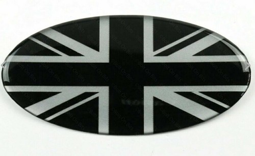 Silver black oval union jack - oval,