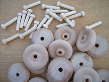 12x Wooden toy wheels + axles. Wooden wheels. 38mm   1 1/2"