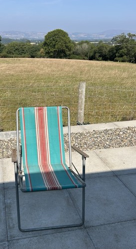 Vintage retro deckchair with - retro,