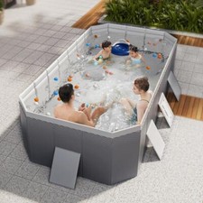 Above Ground Swimming Pool Rectangular Adult Kiddie Pool Outdoor Garden Pool