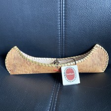 Authentic Canadian Indigenous  Miniture Handcrafted Canoe With Original Label