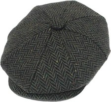 Peaky Blinders Hat Newsboy Flat Cap Herringbone Tweed Wool Baker Boy Gatsby