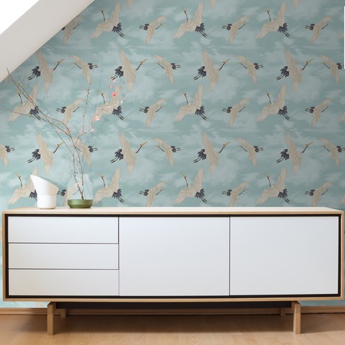 Duckegg blue white wallpaper - blue,