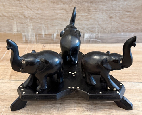 Vintage ebony elephant bowl - vintage,