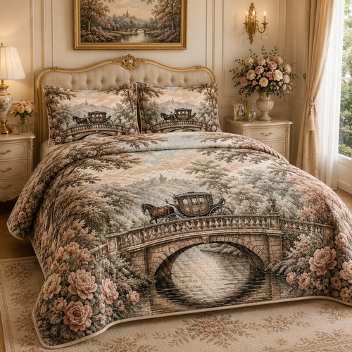 French country vintage quilt - french,