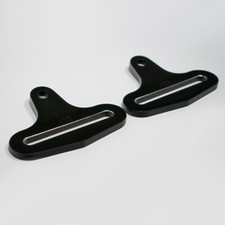 TWIN PACK 75mm Alloy Cranked Competition Anchor Plate Seat Belt Fixing - Black  