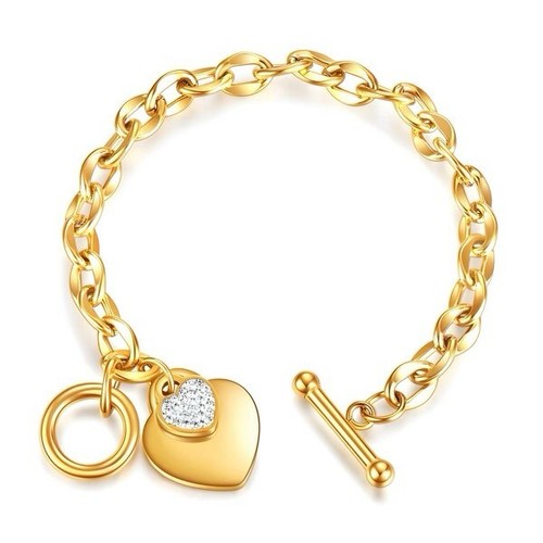 Heart charm curb link bracelet - link,