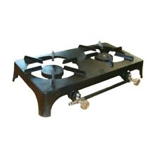 CAMPING FISHING OUTDOOR DOUBLE BURNER CAST IRON TWIN BOILING RING STOVE LPG GAS 