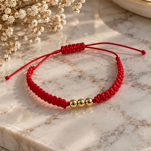 Red string bracelet gold 18k - bracelet,