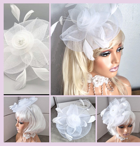 Women white mesh flower - white,