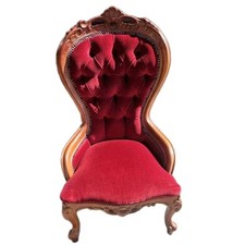 Beautiful Antique Victorian Button Back Hand Carved Parlor Nursing Chair
