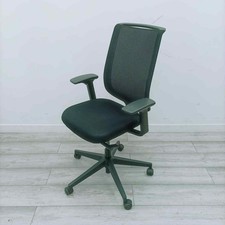 Steelcase Reply Operator Chair, Adjustable, Armrests, Black Mesh & Fabric, Bl...