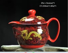 Porcelain dragon red teapot