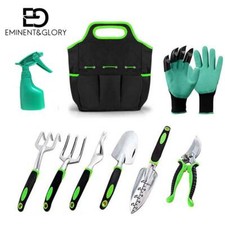 Garden Tools Kit 9 Piece Gardening Set with Oxford Bag, Gloves, Planting Tools