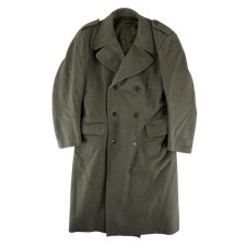 Italian Army Greatcoat Khaki Wool Vintage 70s Double Breasted Large