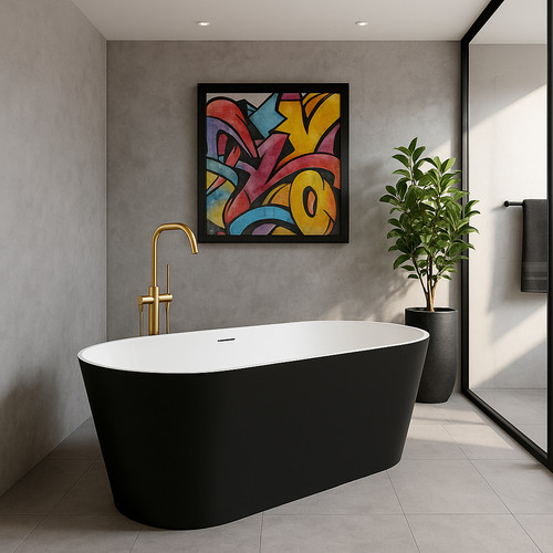 1700mm freestanding matt black - 1700mm,