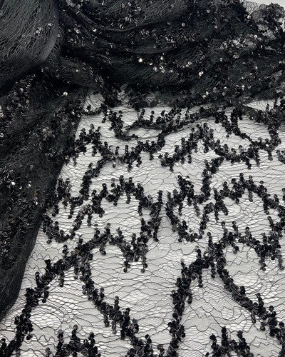 Black sequin detail tulle - tulle, net