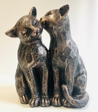 Black Kitten Cat Ornament Memorial Garden Statue Preening Outdoor Sculpture Gift