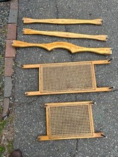 Wicker Canoe Seats, Thwarts, and Yoke. Antique solid oak w/ copper drop spacers