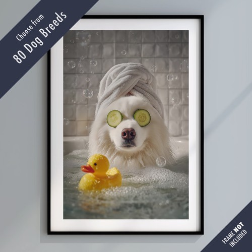Funny dog bath print - dog,