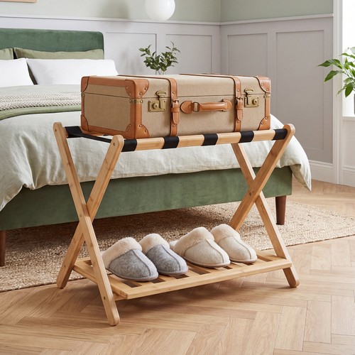 Bamboo luggage rack - bamboo, folding